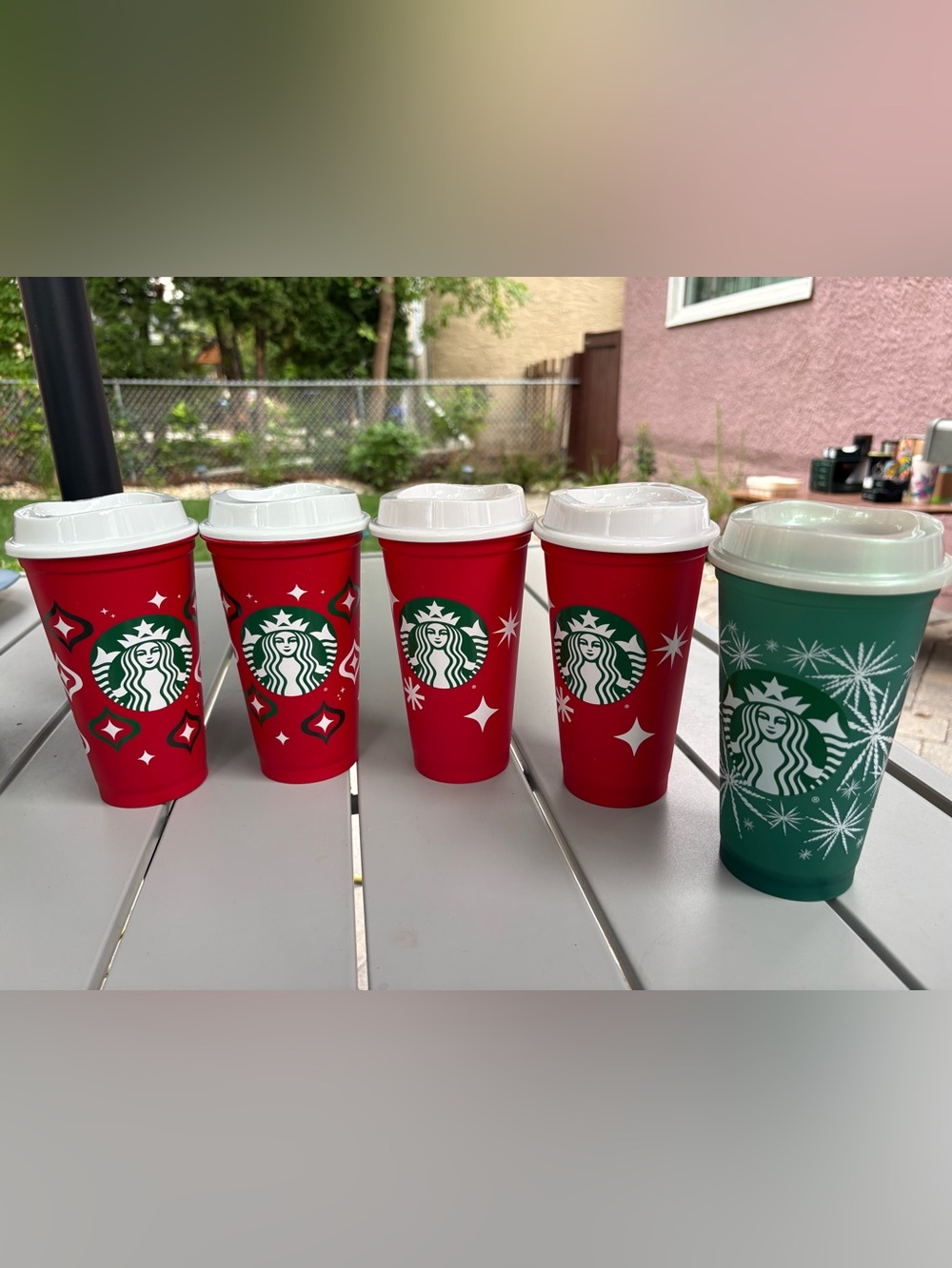 Starbucks Holiday Reusable Travel Cups with White Lids